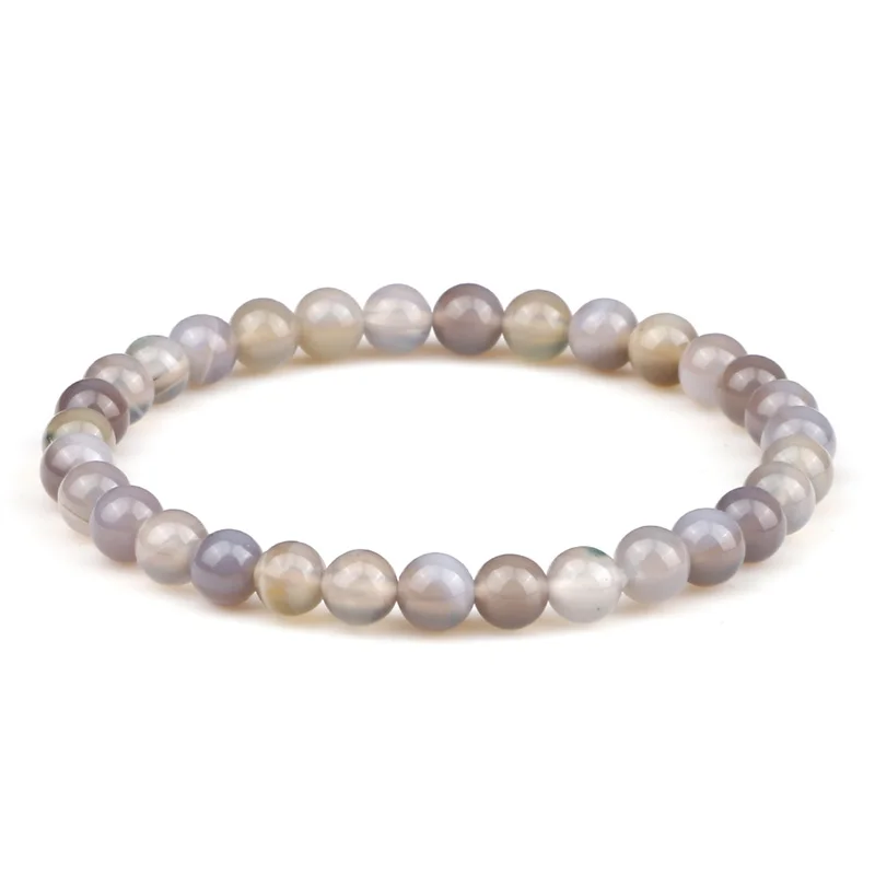 Hamoery Braccialetto Elastico Da Uomo E Donna, 8 Mm, Con Perle Di Pietra Naturale E Agata, 7 Inch, Acciaio Inossidabile, Agata - Foto 9