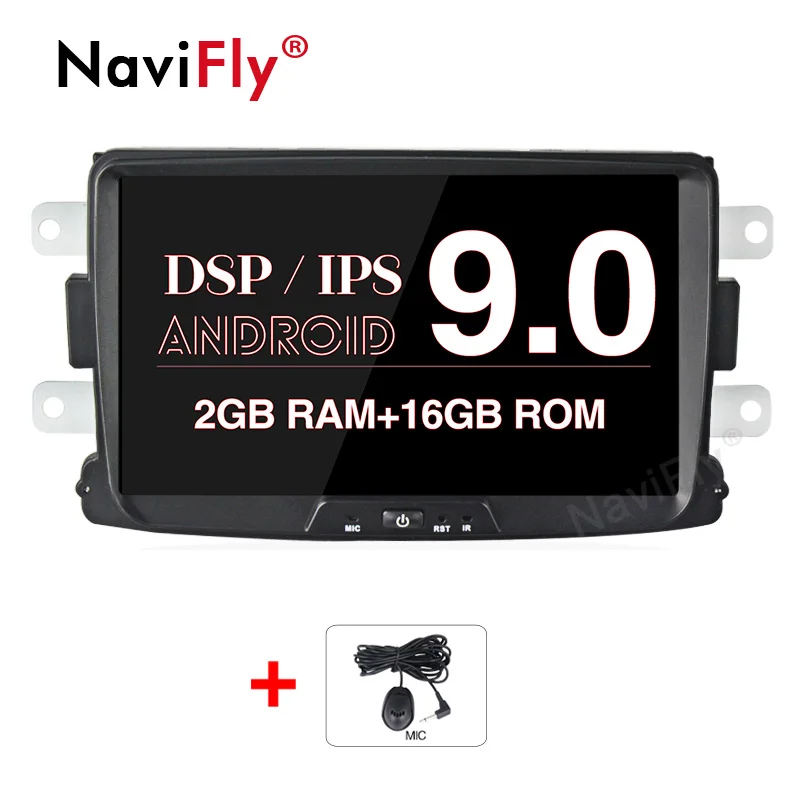 NaviFly ips экран DSP Android 9,0 Автомобильный мультимедийный плеер для Dacia Duster Logan Sandero Lada Xray 2 с Wifi gps навигационный микрофон - Цвет: standard model