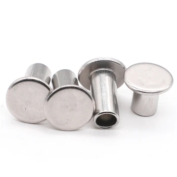 

50PCS/LOT 304 Stainless Steel Thin Flat Head Rivets M2 M2.5 M3 M4 M5 M6 Semi-Tubular Rivets Half Hollow Shank GB875