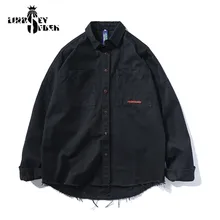 Мужская модная рубашка в стиле хип-хоп, свободные рубашки в стиле Харадзюку, японский топ с длинными рукавами, Пляжная рубашка, Повседневная Уличная осенняя одежда