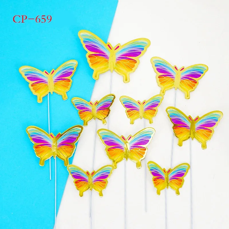 Butterfly Cake Topper Flag Multicolor Anniversary Happy Birthday Wedding Cupcake Topper Baking Party Flag Baby Shower Cake Decor cake topper cake decorations cake toppers