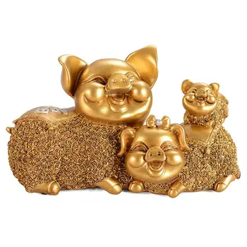 

2020 Resin Craft Pig Animal Model Figurine Miniature Desktop Ornament Birthday Party Decoration
