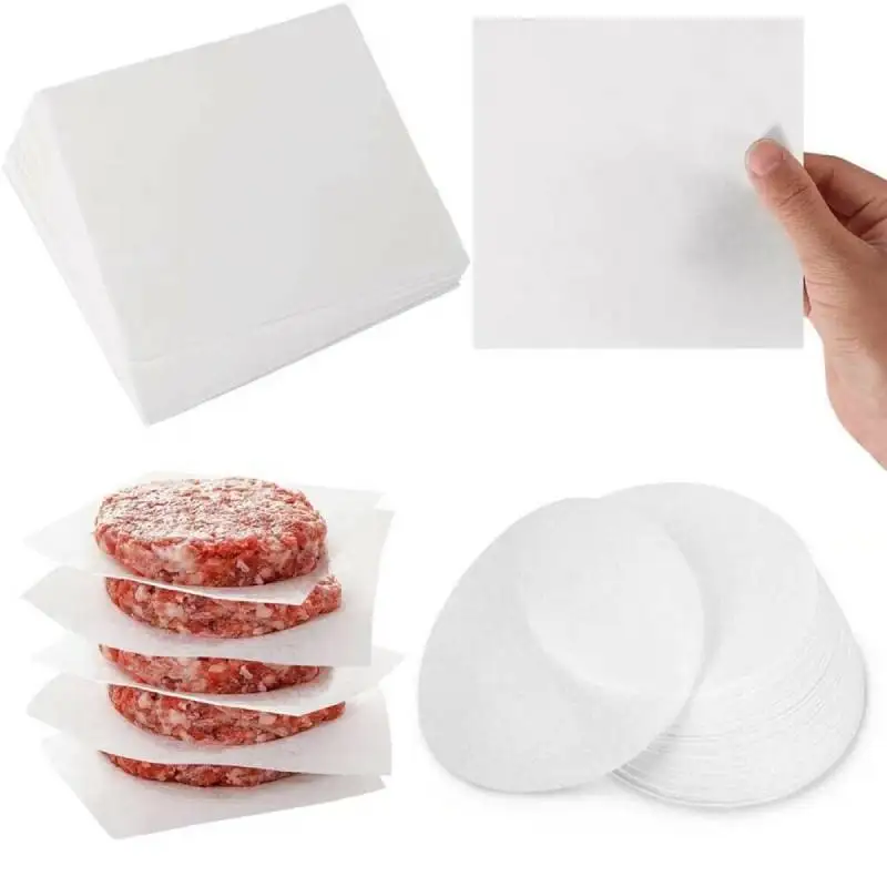 100pcs 5.5Inch Hamburger Patty Paper Round Wax Paper Sheet Square Parchment Paper for Burger