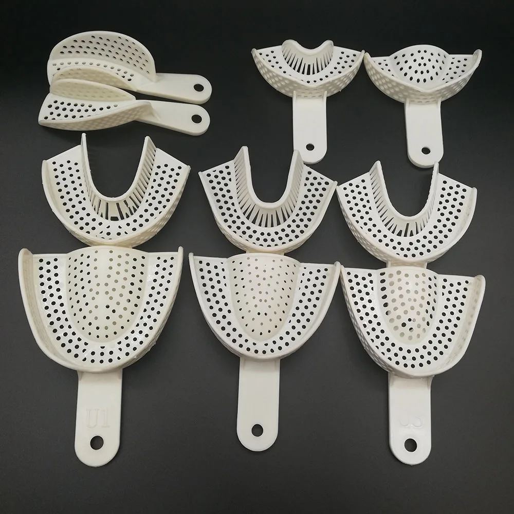 10pcs set Dental Impression Plastic Trays Without Mesh Tray Dental Care Teeth Holder Dental Materials Supply 2