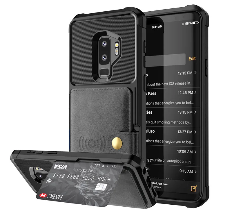 Автомобильный Магнитный кожаный чехол-бумажник для телефона samsung S9 S10 Plus note 9