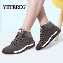 Новинка; Модные женские зимние ботинки; теплые плюшевые ботильоны для пары; водонепроницаемые женские ботинки на высокой танкетке; резиновые походные ботинки