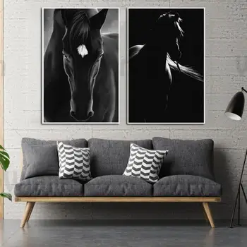 

Home Decoration Animal Horse Modern Poster Canvas Oil Painting Black & White Mural Picture Living Room Bedroom Decor Wall Art