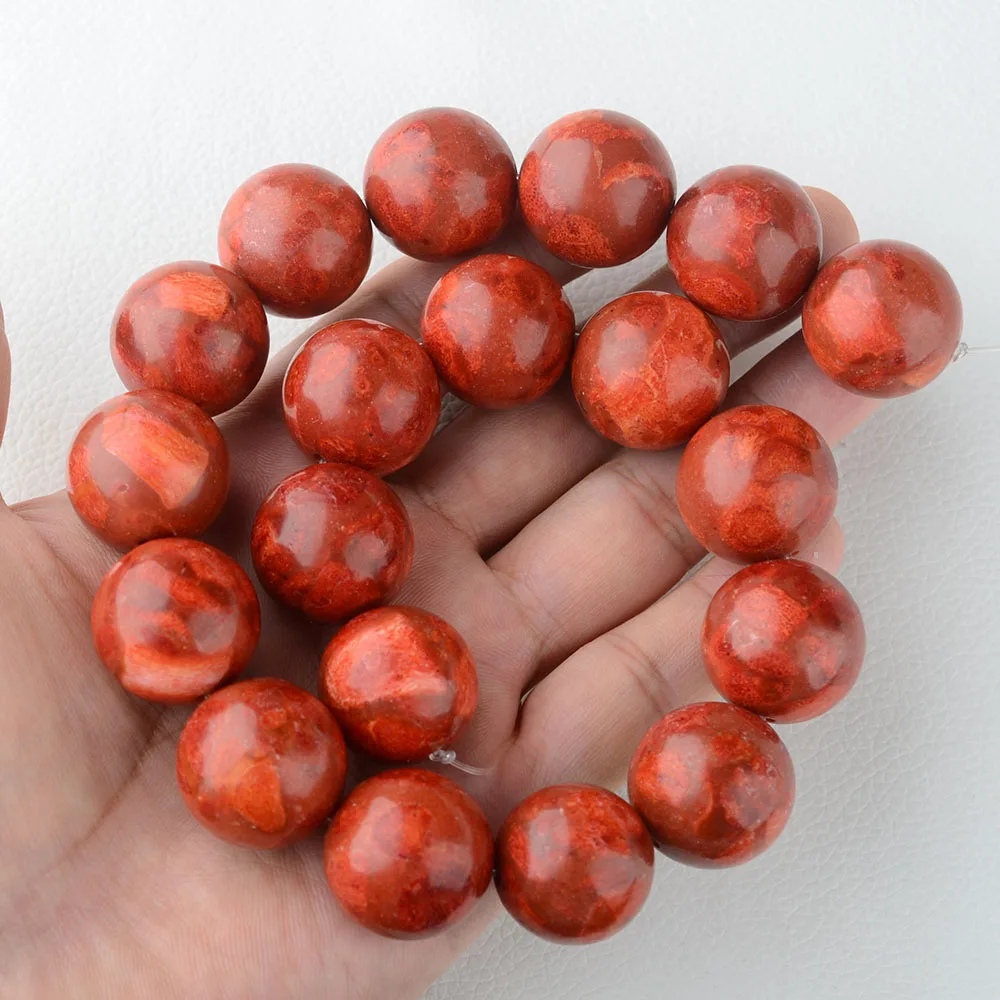 Red Sponge Coral round gems stone beads Strands 15