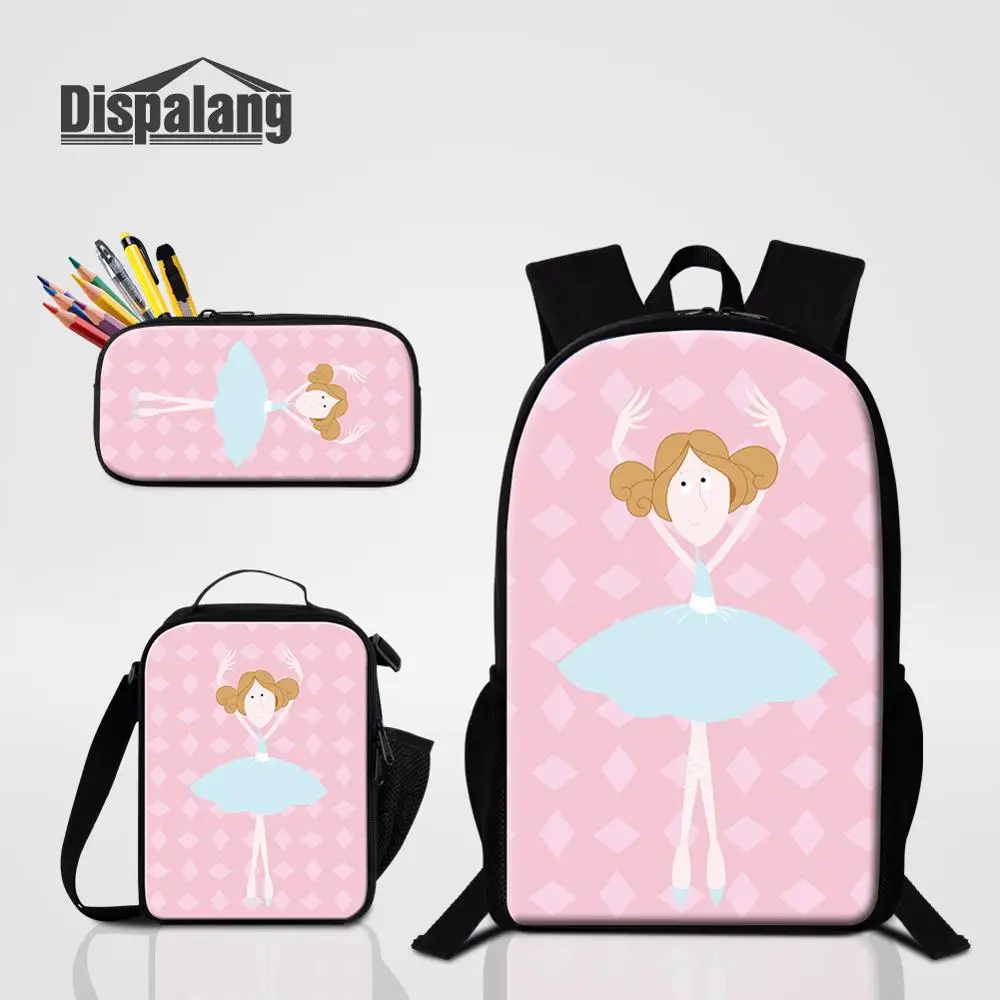 3 PCS Set13 Танцевальные балетные школьные сумки для девочек, набор из 3 предметов, детский модный рюкзак, Студенческая школьная сумка для еды, ланч, основной пенал, чехол, Sac A Dos - Цвет: 3 PCS Set13