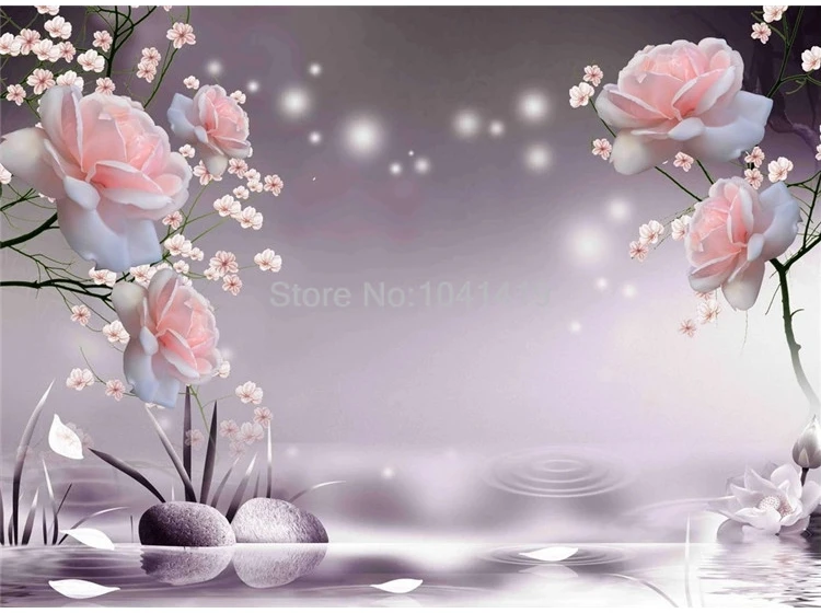 parede personalizado, sala, TV, sofá, quarto, Home Decor romântico, Sala Frescos