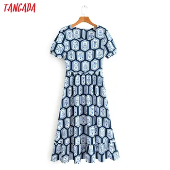 

Tangada 2020 fashion women boho style summer dress short sleeve back zipper ladies vintage long dress vestidos 2F57