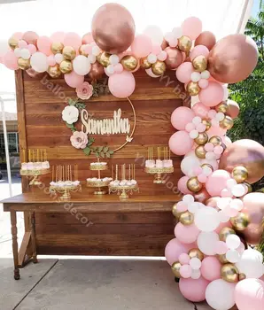 

Rose Balloons Garland Anniversaire Decorations Kids Fille Double Cream Peach Balloon Arch Kit Bride To Be Party Decor Supplies