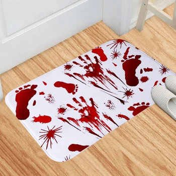

Halloween Blood Footprints Bath Mat Non-Slip Mat Bathroom Carpets Bathroom Footprint Pad Halloween Horror Rugs Floor Mat
