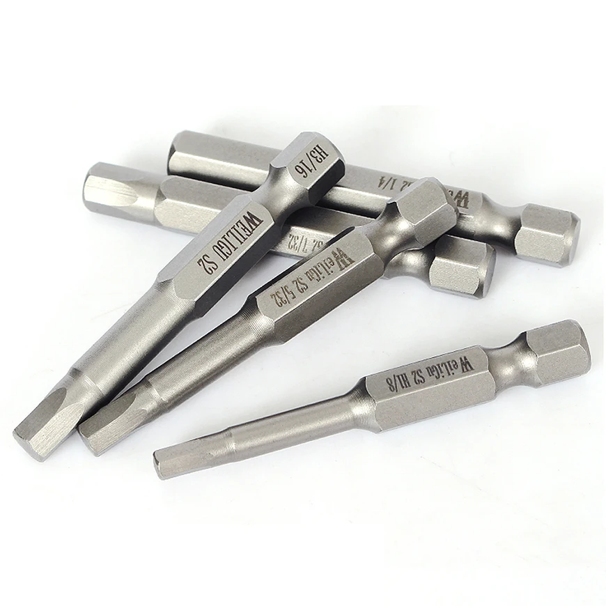 Drill Screwdriver Bit Drill Bits Drill Bit Magnetic Imperial Hex Screwdriver Bits Allen Wrench Drill Bits 50mm 1/16 5/64 3/32 7/64 1/8 9/64 5/32 3/16 7/32 1/4 5/16 3/8