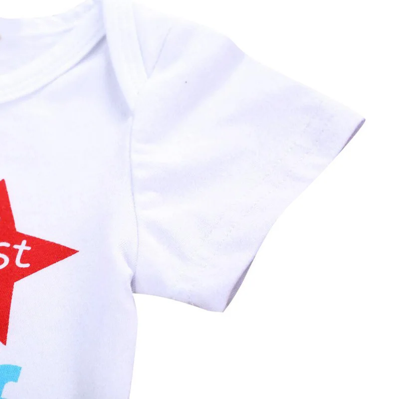 Baby Clothing Set 4th Of July Short Sleeve Romper Tops Shorts With Scarf Independence Day Outfits Clothes Set