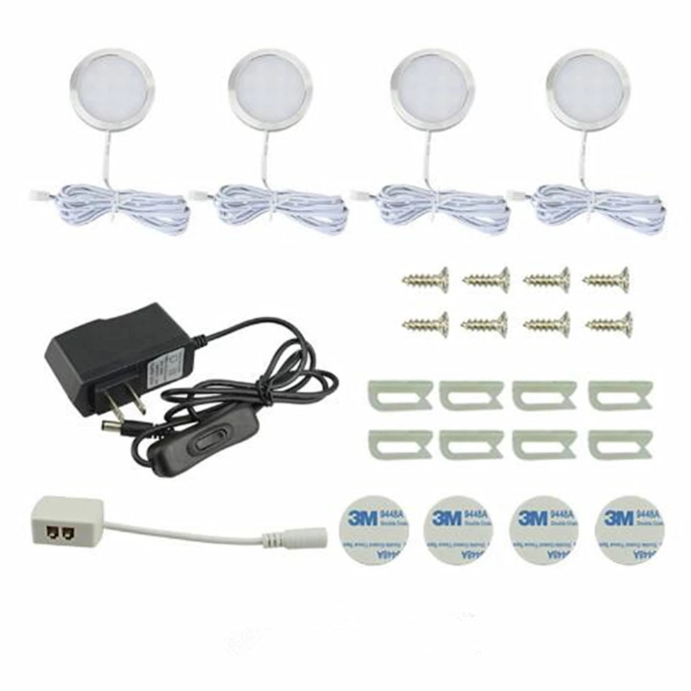 Under Cabinet Lights LED Puck Light Kitchen Round 12V Counter Shelf LED Closet Cupboard Showcase Drawer Wardrobe Indoor Lighting (2)