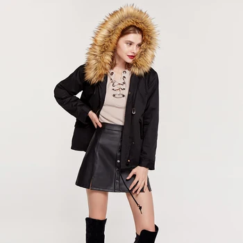 

Winter coat jacket fur collar hooded cotton jacket long section women's plus size cotton coat female jacket winter clothes