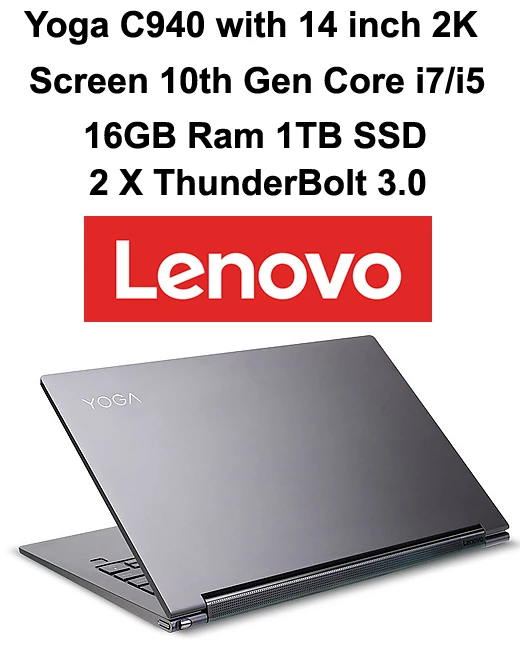 Элегантный ноутбук Lenovo Yoga C940 9 серий 10 го поколения Intel i7 16 ГБ ОЗУ 1 ТБ SSD 4K 3840x2160