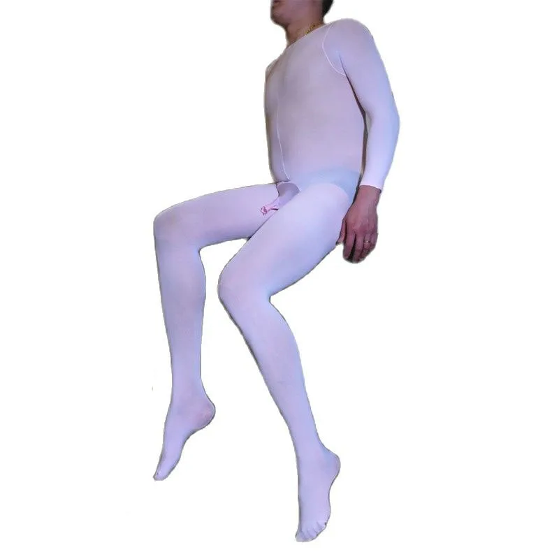 Sexy Unisex 120D Nylons Tights Bodystocking Open Crotch Penis Sheath Convex Pouch Pantyhose Bodysuit Lingerie Stocking Body Suit men underwear women underwear sexy lingerie