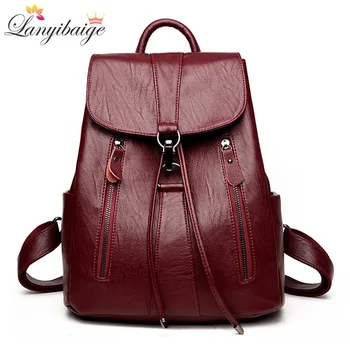 

LANYIBAIGE New Arrival Woman Backpack Leather Brand Female Backpacks High Quality Schoolbag Large Capacity School Bag Travel Bag