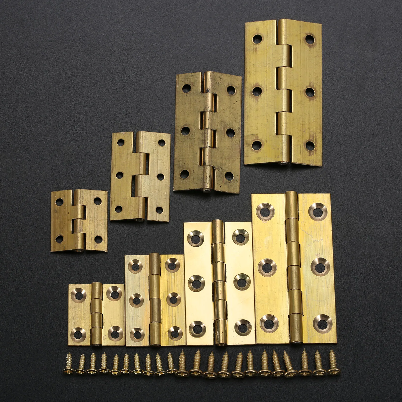 Brass Hinges with Screws 2pcs for Cabinet Door Furniture Wood Jewelry Box Wine Case