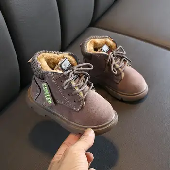 

Children's Martin boots girls boots autumn and winter new comfortable Korean version plus velvet warm cotton boots boys shoes