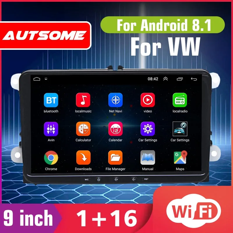 

9" Android 8.1 Car Radio 1 Din Quad Core Stereo Receiver GPS Stereo Wifi bluetooth RDS Audio Universal Touch Screen MP5 Player