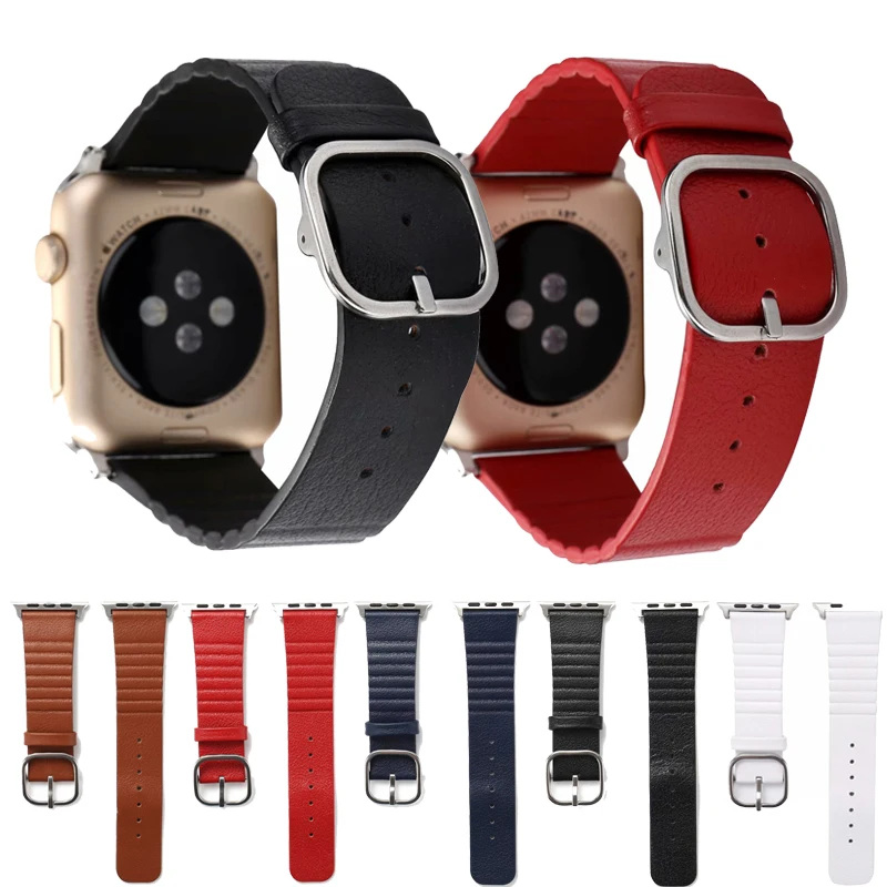 

Leather strap square buckle modern style For apple watch band series 5 4 3 2 1 apple watch sport band for iwatch 42/44/40/38mm