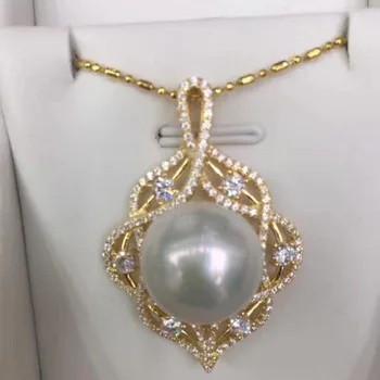 

gorgeous HUGE AAA 13-14mm round south sea white pearl pendant 925s