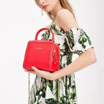 

Women's Fashion PU Vintage Elegant Handbag Chain Mini OL Crossbody Bag Shoulder Bag Office Daily Front and Rear Double Zipper