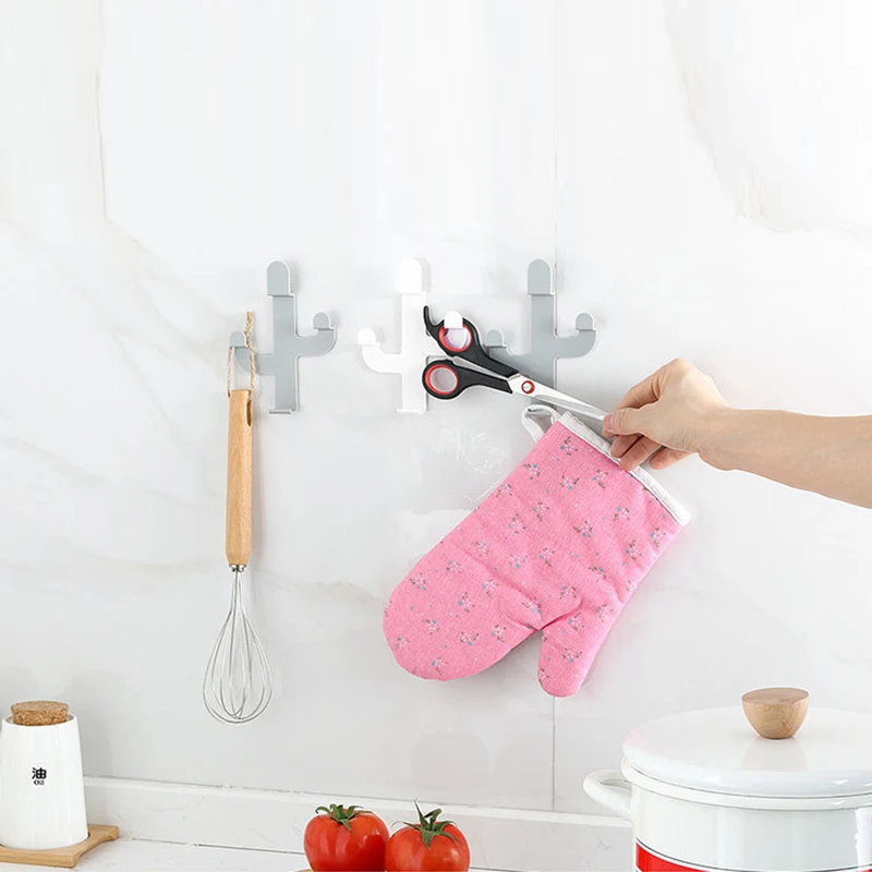 

Cactus Shaped Hooks seamless adhesive key holder wall hanging clothes Wall Door Towel Bag Key Hanger Home Kitchen accessories