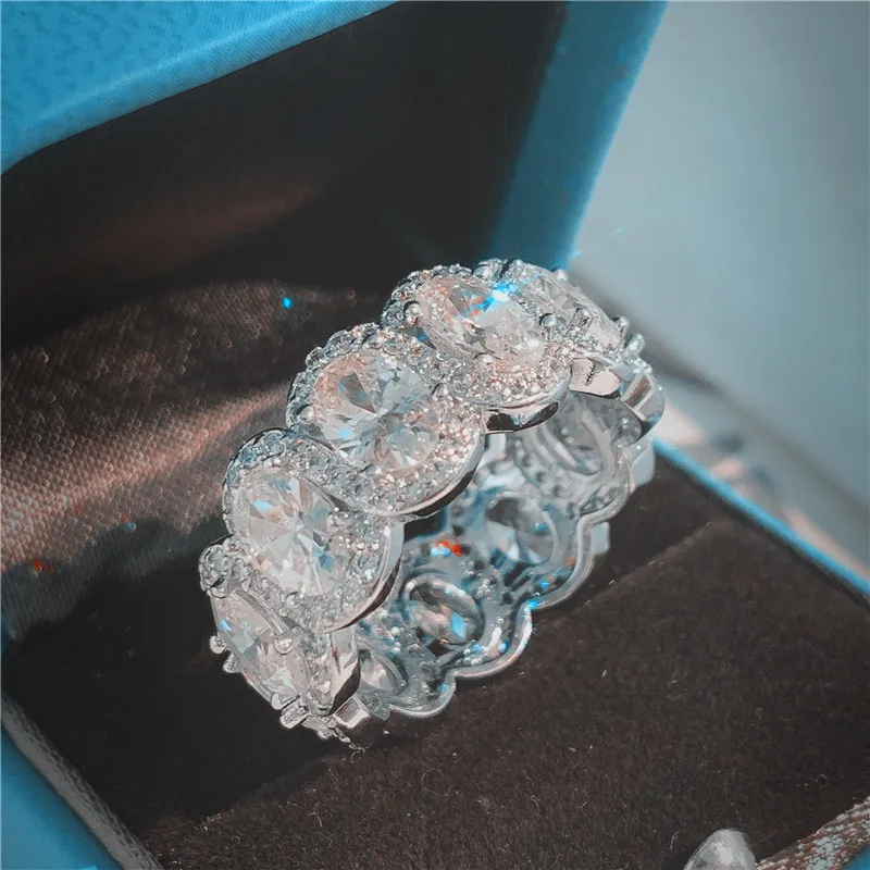 Tanie Choucong oszałamiająca edycja limitowana Eternity Band pierścień przyrzeczenia 925 srebro 11 sztuk owalne AAAAA cz obrączki dla kobiet