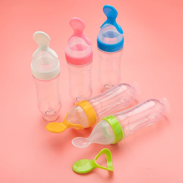 Newborn Baby Feeding Bottle Toddler Silicone Squeeze Feeding Spoon Milk  Bottle Baby Training Feeder Food Supplement