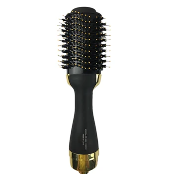 

Gold Multifunctional 2-In-1 Step Hair Dryer Brush Rotating Hot Brush Hot Air Straightening Curler Iron Rotating Roller Comb Nega