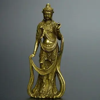 

Chinese old collection handwork bronze Guanyin Bodhisattva pocket statue