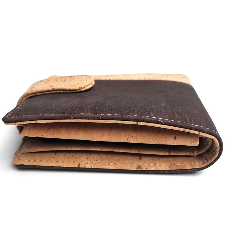 Cartera rústica de corcho para hombre, cartera plegable ecológica