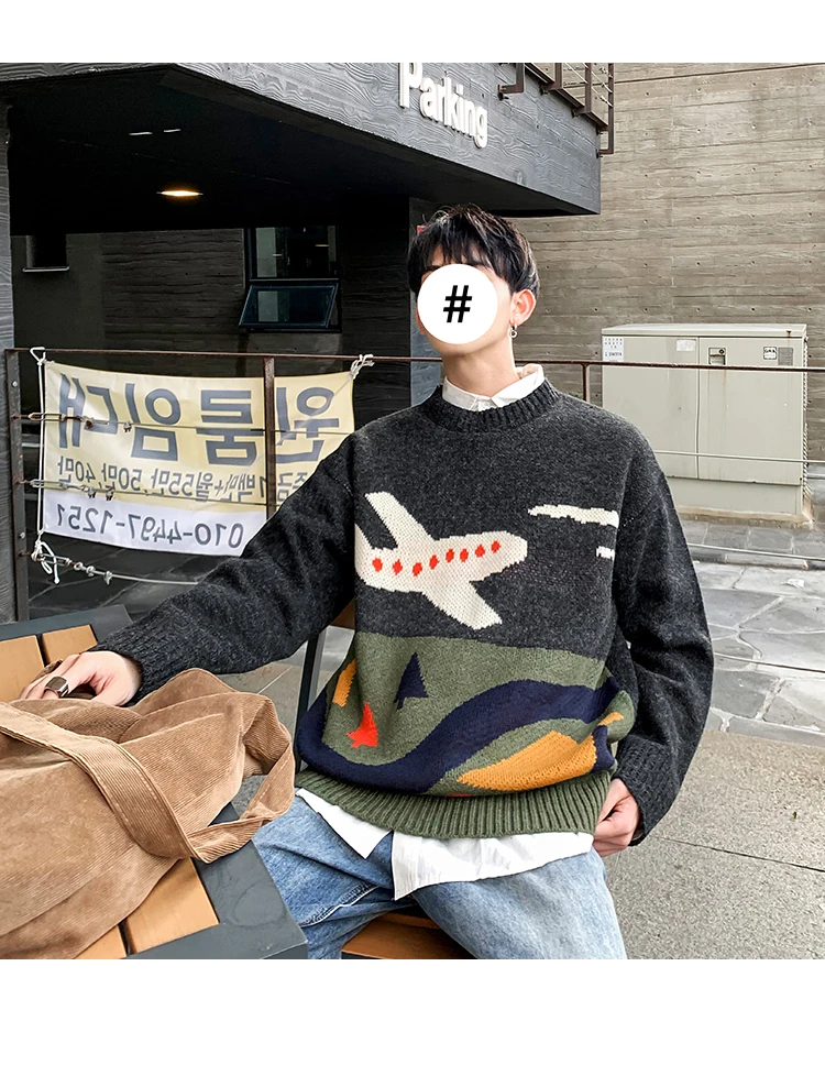 Privathinker Мужские жаккардовые уличные модные свитера с круглым вырезом мужские s Осень Зима корейские пуловеры топы мужские вязаные свитера