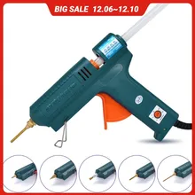 Pistolet à colle 150W avec 6 buses en cuivre, outil de réparation artisanal professionnel à température réglable, outil thermique de luxe