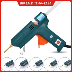 Pistola de cola quente 150w com 6 bicos de cobre, temperatura ajustável, artesanato, ferramenta de reparo, pistola de cola profissional, diy, ferramenta térmica, conjunto de luxo