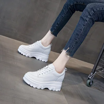 

Little white shoes autumn platform shoes super high heel 8cm genuine leather student inner increase sports women's shoes FG-26