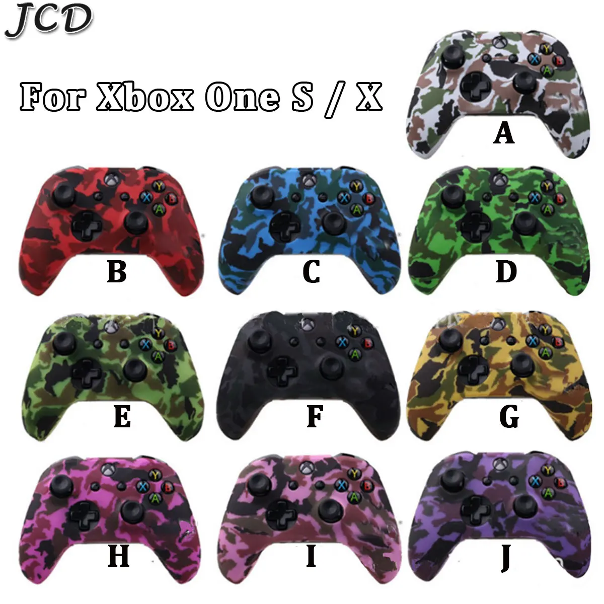 

JCD Silicone Protective Skin Case for XBox One X S Controller Protector Water Transfer Printing Camouflage Cover Grips Caps