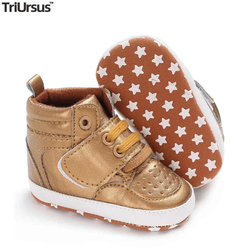 

Gold Baby Walker Shoes PU Leather New Born Infant Baby Boys Girls Velcro Sneaker Shoes 2020 Fashion Baby First Steps For 1 Year