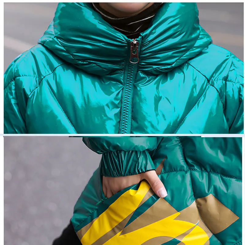 Winter Short Coat Warm cotton Jacket Women Glitter Plus Size Womens Winter Coat Hooded Thick Down Jackets waterproof Parka