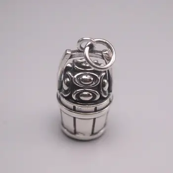 

Real Silver 999 Pendant Blessing For Women Man Lucky Ingots Wooden Barrel Pendant 32*15mm