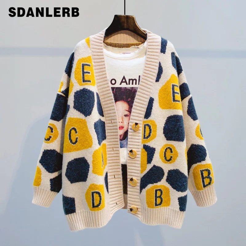 ^*Best Offers 2019 Early Autumn New Product Cardigan for Girls Student Loose Fashion Letter Thickened Sweater Cardigan Coat Women Streetwear ^*Best Offers 2019 Early Autumn New Product Cardigan for Girls Student Loose Fashion Letter Thickened Sweater Cardigan Coat Women Streetwear