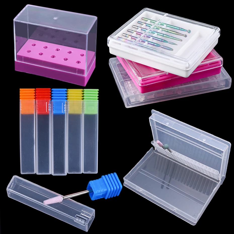 

1pcs Nail Drill Bit Storage Box Empty Containers Acrylic Display Holder Milling Cutter Manicure Machine Accessories LA867-1