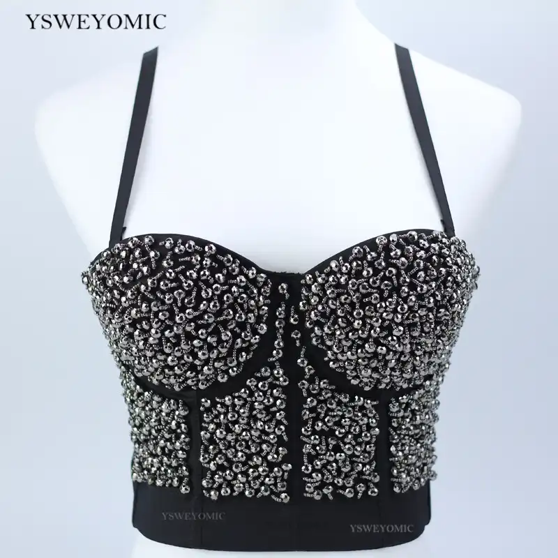 手作り真珠bralette Corseletsショート女性のビスチェブラのクロップドトップのウェディングbraletteベスト21ビスチェ キャミソール Aliexpress