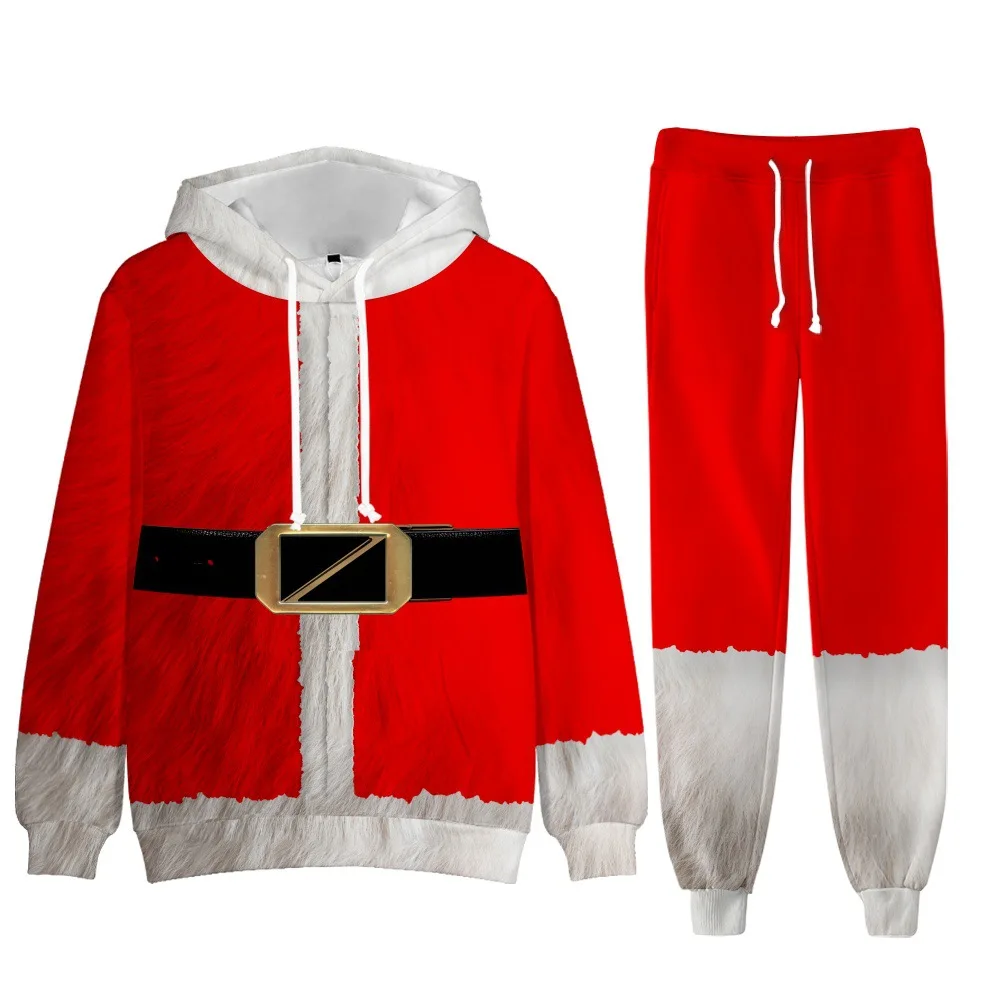 Осенне-зимний теплый повседневный костюм Санта Клауса из свитера с капюшоном и