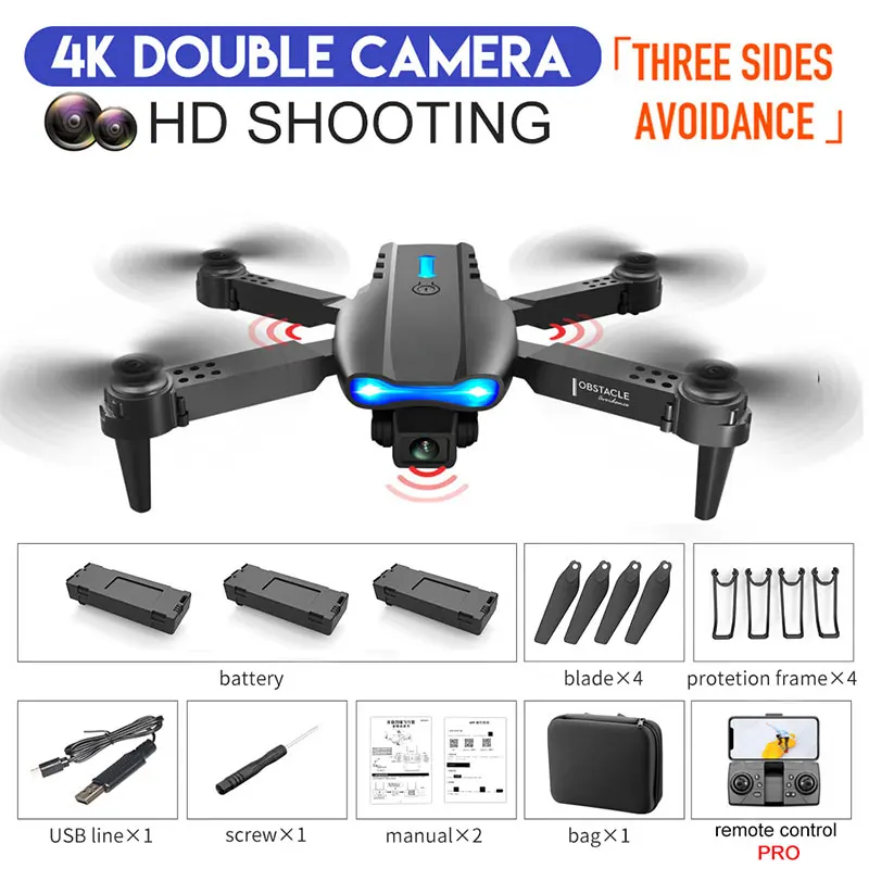 New E99 K3 RC Mini Avoid obstacles Drone 4K Dual Camera WIFI FPV Aerial Photography Helicopter Foldable Quadcopter Dron ToysGift | Игрушки и
