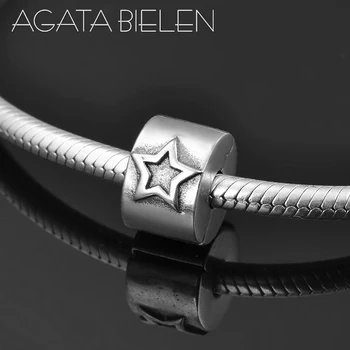 

DIY Jewelry Metal 925 Sterling Silver charming Five-pointed star Lock Beads Fit Original Pandora Charm Bracelet Jewelry making